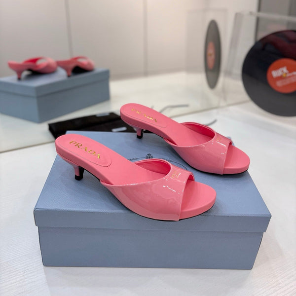 Pra Kitten Heel Sandals 4cm Pink Patent Leather 834582
