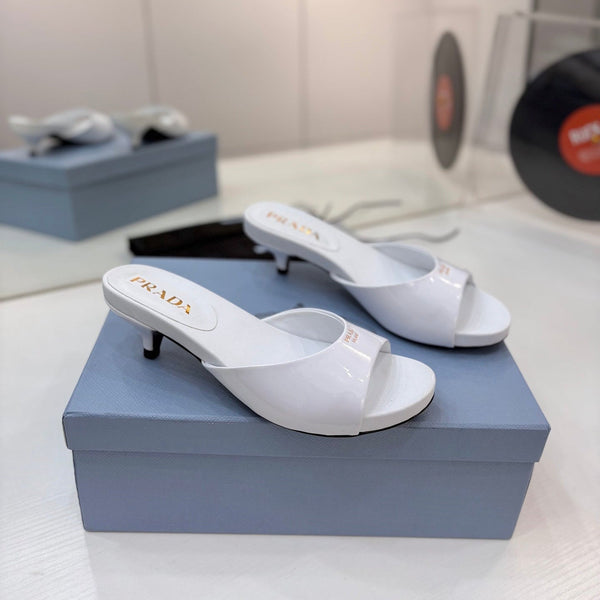 Pra Kitten Heel Sandals 4cm White Patent Leather 834600