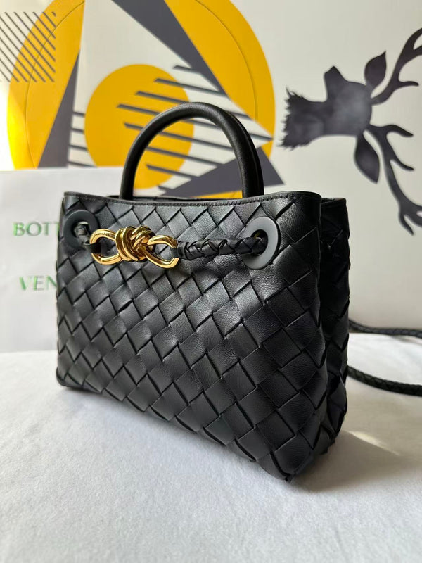 BV Small Andiamo Bag 20cm Black Intrecciato Leather 291443