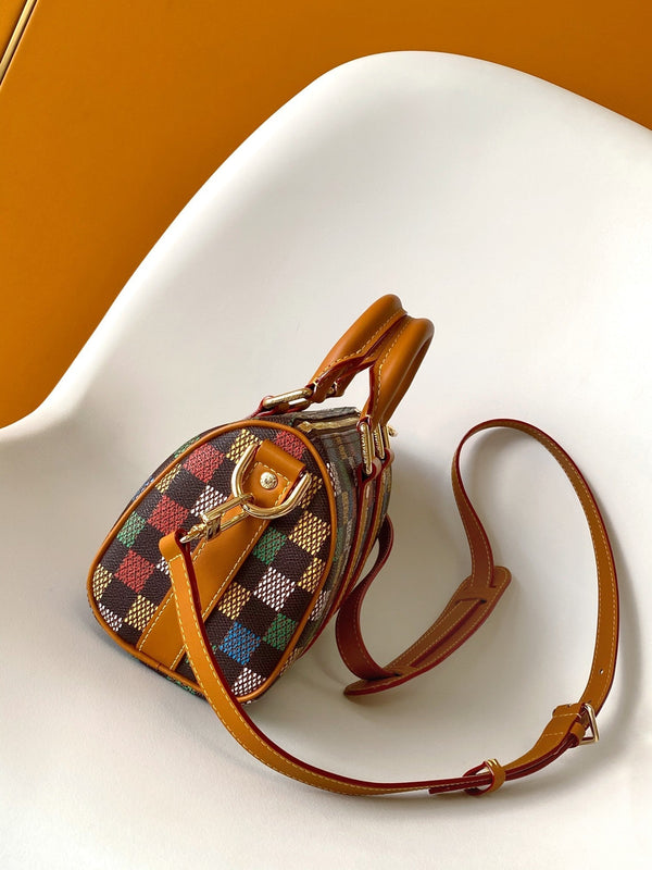 Lv Keepall Bandouliere 25 Tela Damier Ebene multicolore GHW