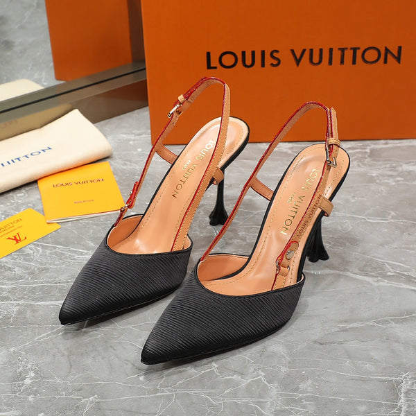 LV Blossom Slingback Pump Black Embroidered fabric 833401
