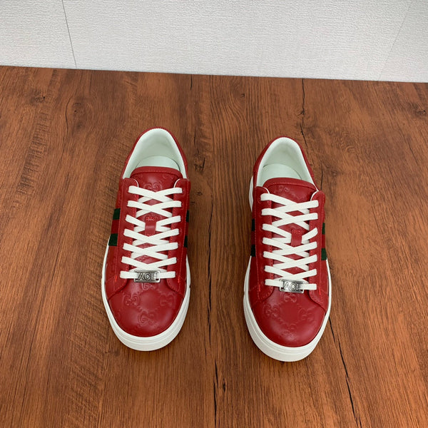 Sneaker GG ACE da uomo in pelle di vitello rossa 537020