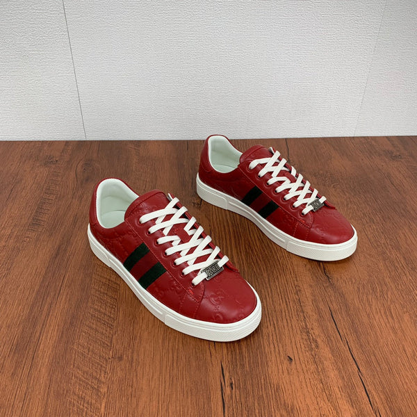 Sneaker GG ACE da uomo in pelle di vitello rossa 537020