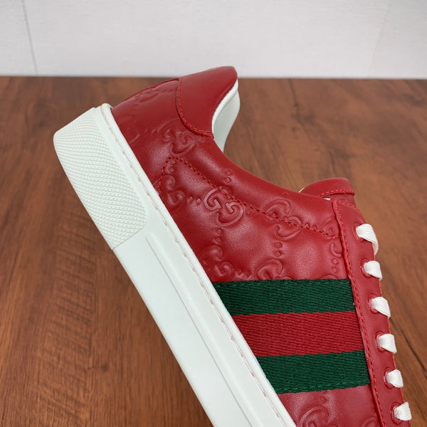 Sneaker GG ACE da uomo in pelle di vitello rossa 537020