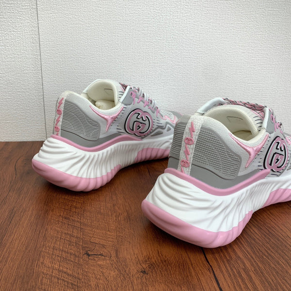 Sneaker GG Ripple da uomo in maglia grigia e rosa 536988