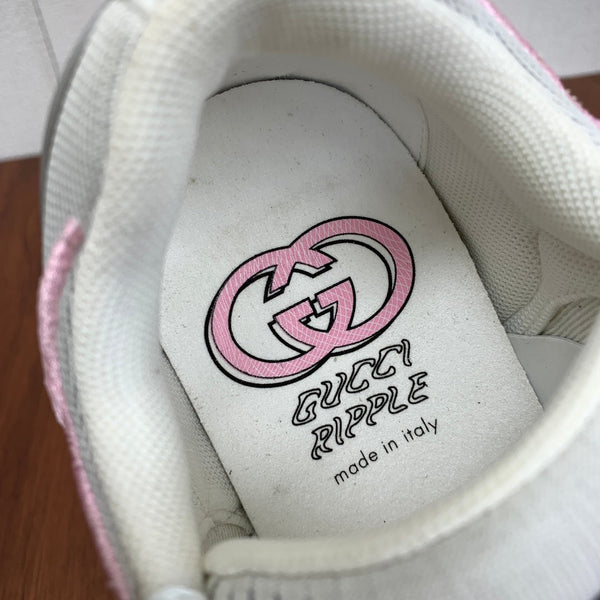 Sneaker GG Ripple da uomo in maglia grigia e rosa 536988