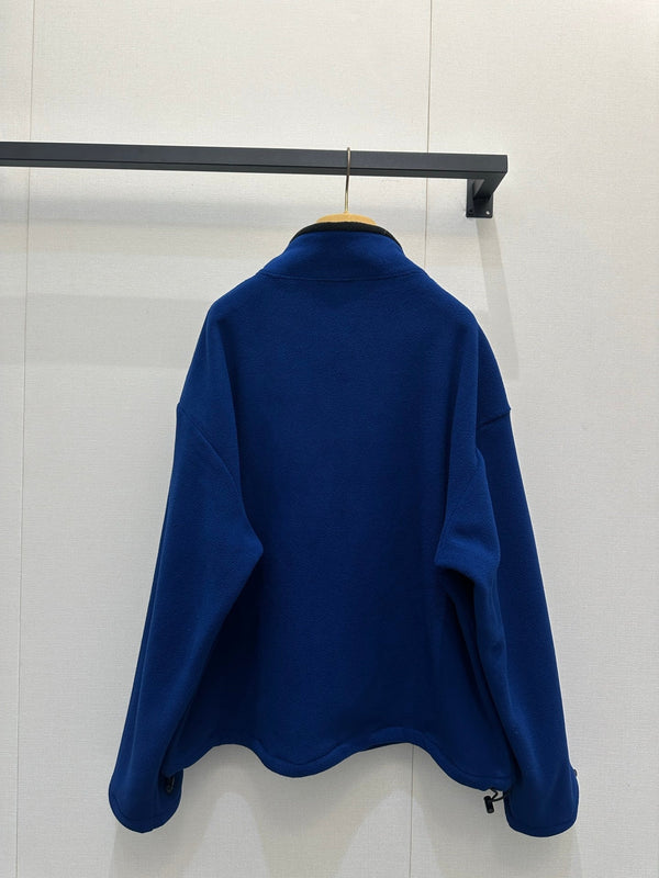Miu Veste zippée à capuche en polaire brodée Cachemire bleu foncé 346106