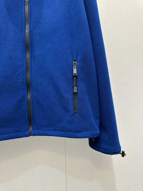 Miu Veste zippée à capuche en polaire brodée Cachemire bleu foncé 346106