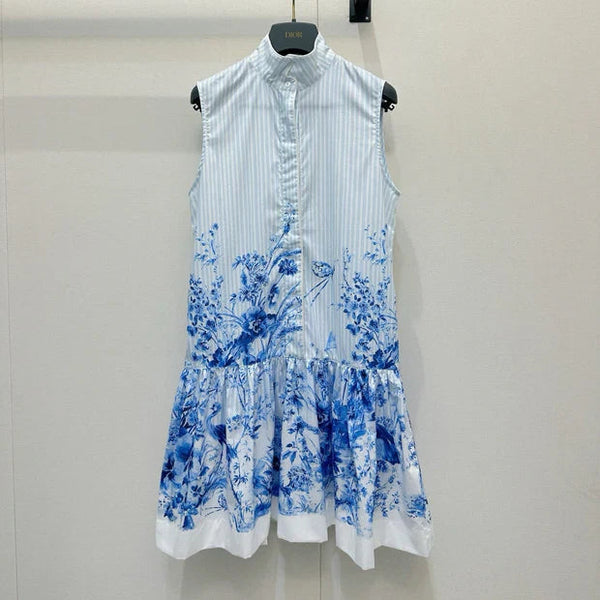 Dior 2026 Vest Dress White Blue Cotton 408001