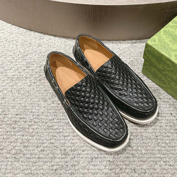 Mocassino GG da uomo 25 in pelle di vitello nera 592175