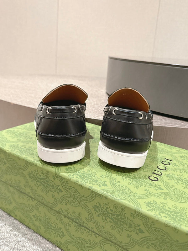 Mocassino GG da uomo 25 in pelle di vitello nera 592175