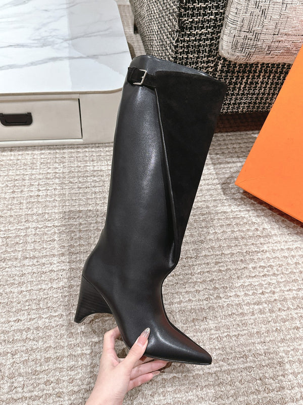 HM High Boots 60mm Black Calfskin And Suede  972385