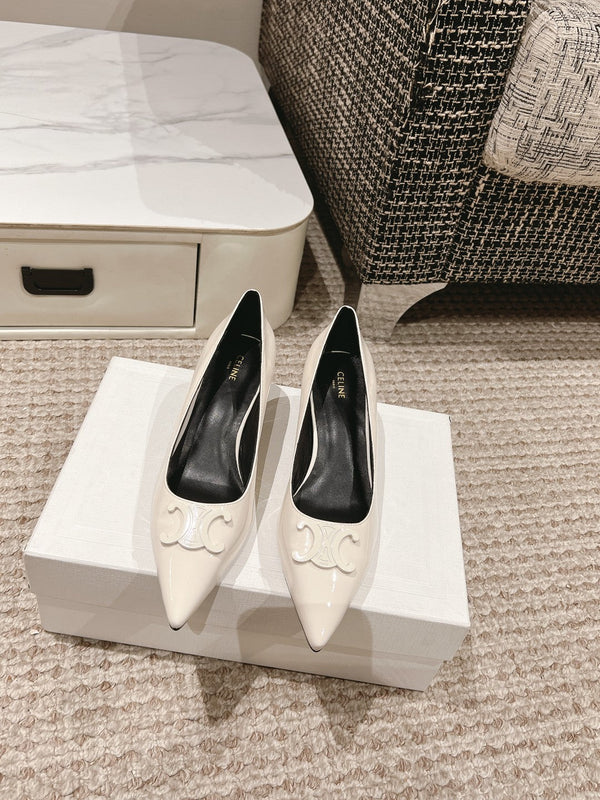 HIGH PUMP 5 CM IN WHITE PATENT CALFSKIN