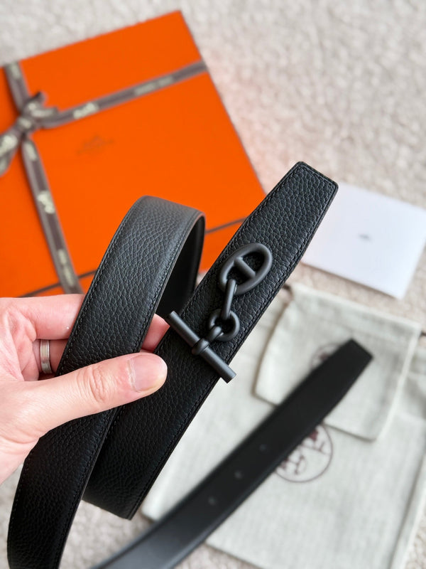 HM Yachting Buckle Belt 32mm Black Leather 187515