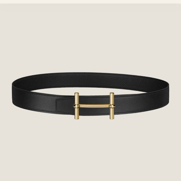 HM H d'Ancre Buckle Belt 32mm Black Leather 187772