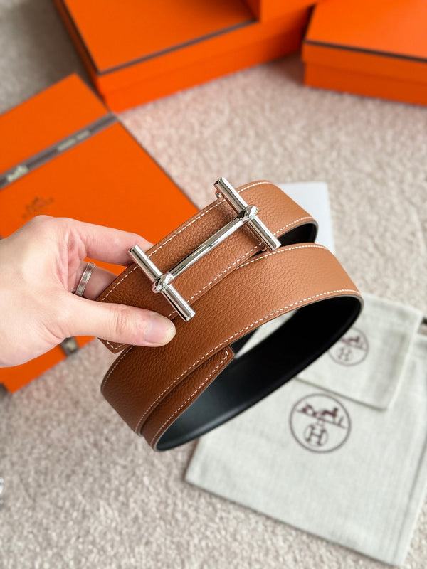 HM H D' Ancre 38mm Belt Black Brown Leather 188231