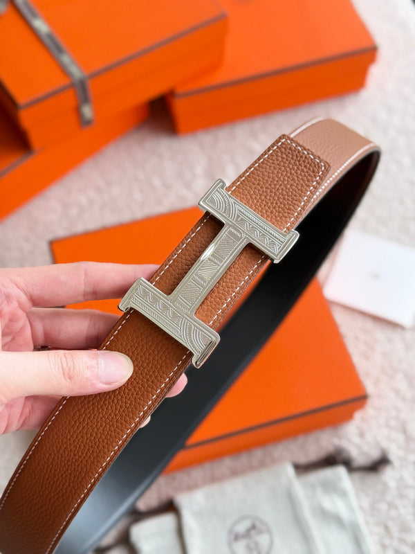 Cintura HM Constance Touareg 38mm in pelle marrone nera 188429