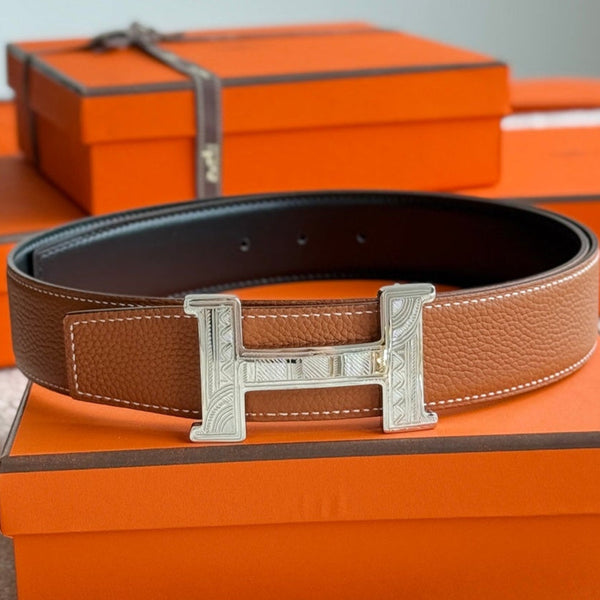 Cintura HM Constance Touareg 38mm in pelle marrone nera 188429