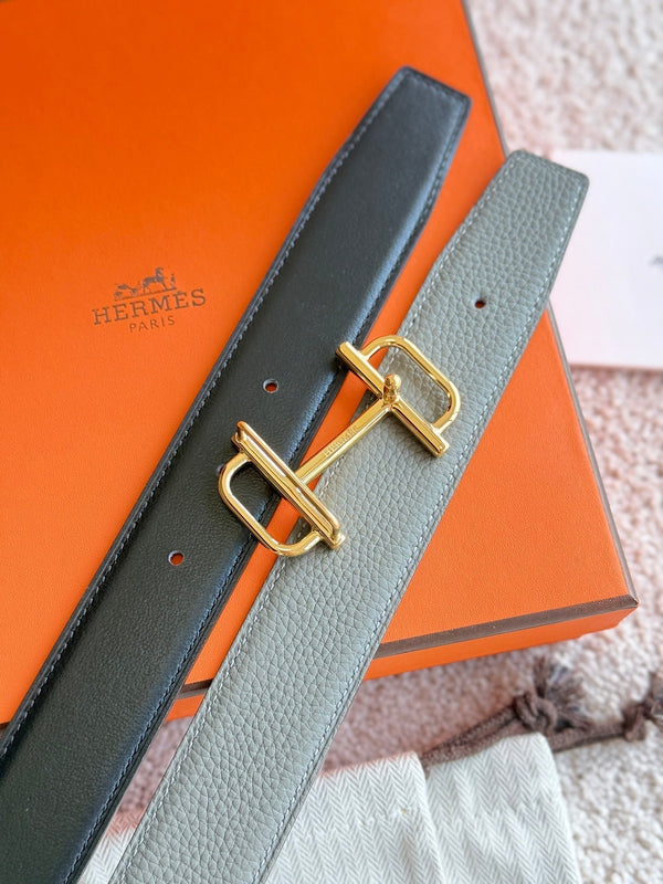 Cintura Royal HM Gold Buckle 32mm in pelle marrone grigia 188423