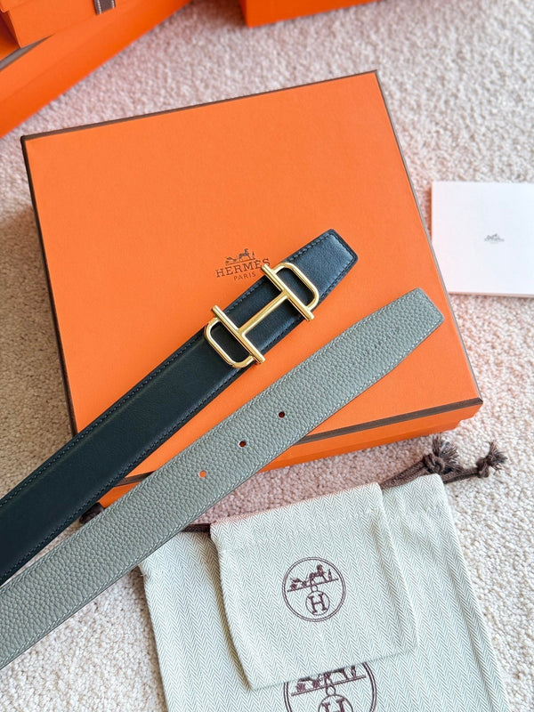 Cintura Royal HM Gold Buckle 32mm in pelle marrone grigia 188423