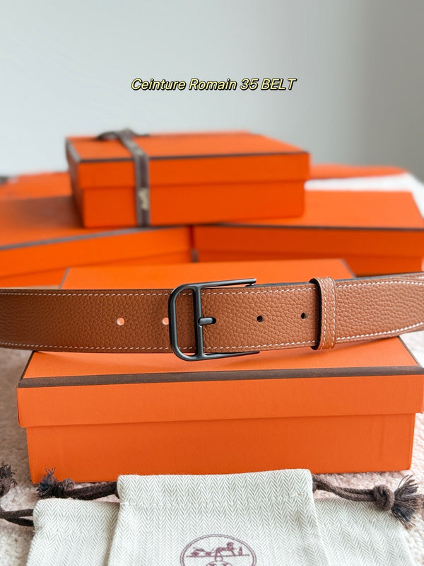 HM 35mm Romain Belt Brown Leather 188395