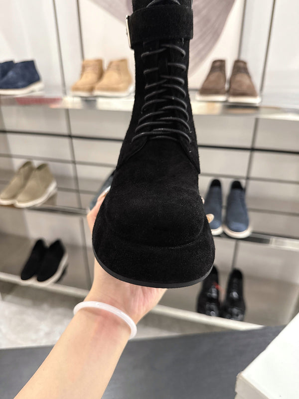 The Row SS2025 Boots With Strap Black Suede 543368