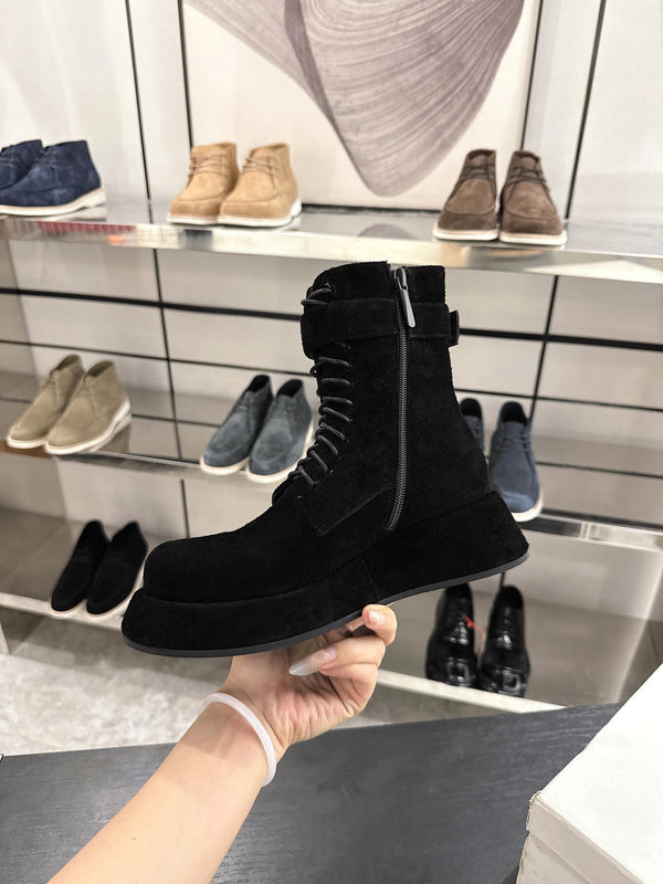 The Row SS2025 Boots With Strap Black Suede 543368