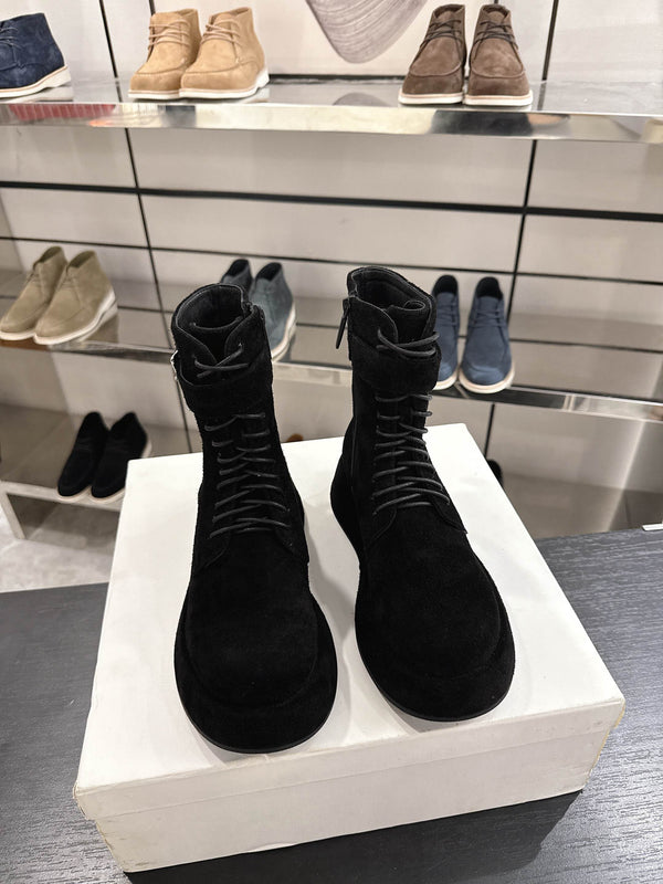 The Row SS2025 Boots With Strap Black Suede 543368