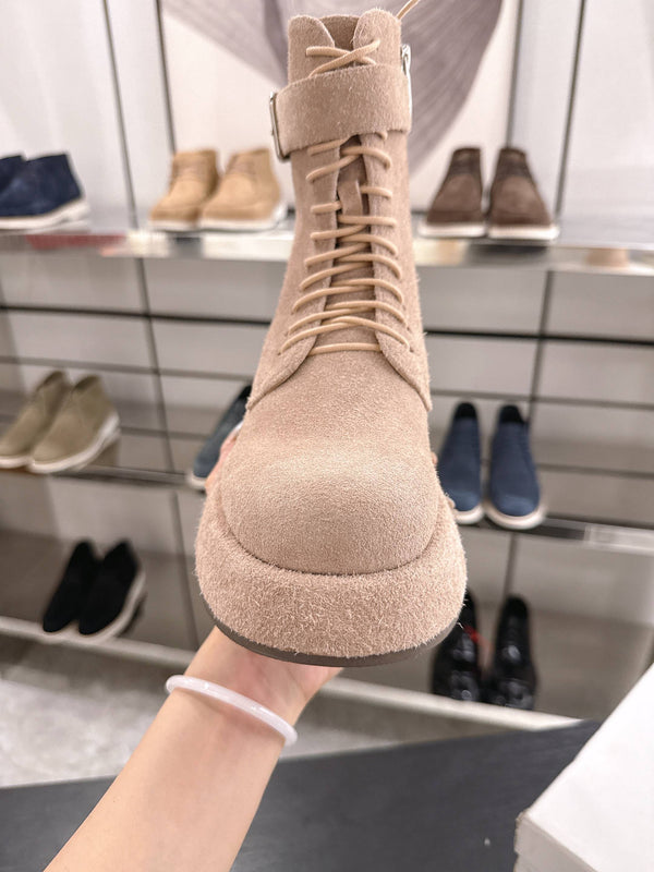 The Row SS2025 Boots With Strap Brown Suede 543369