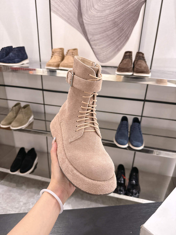 The Row SS2025 Boots With Strap Brown Suede 543369