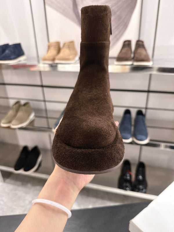 The Row SS2025. Boots  Dark Brown Suede 543373