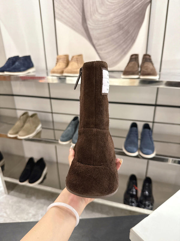 The Row SS2025. Boots  Dark Brown Suede 543373