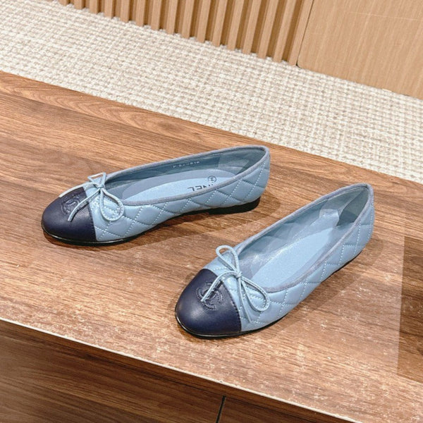 ballerina in pelle di agnello trapuntata celeste