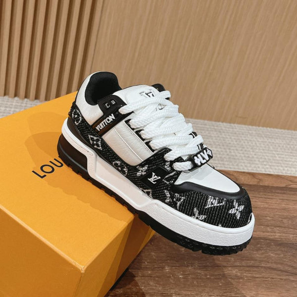 LV Trainer Maxi Sneaker Black Mix White Monogram Denim Fabric