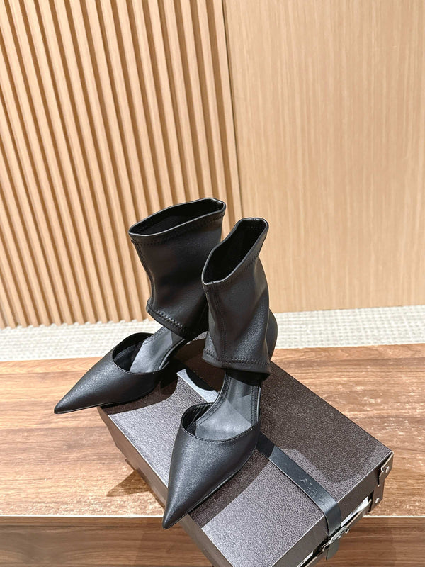 ALAIA ankle boots black leather 386022