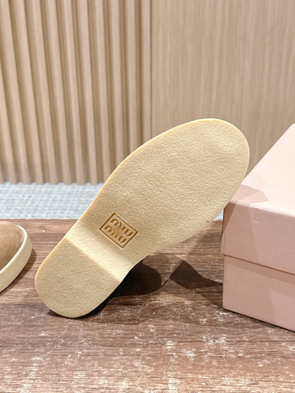 Miumiu 25 Slip-on Boot Light Brown Mix White Suede Wool 553706