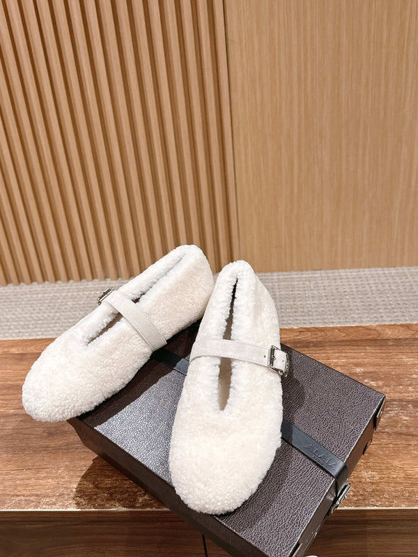 Alaia 2025 Ballet Flat Cream Wool 553828