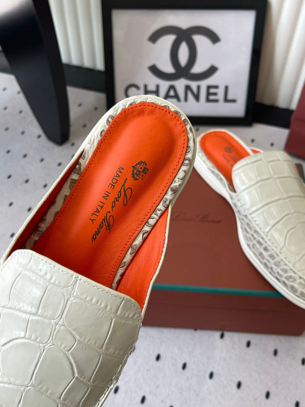 LP 26s Mule Loafers White Crocodile-Embossed Leather 892433