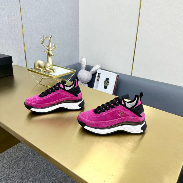 CC 26s Low-Top Chunky Sneakers Hot Pink Suede Mesh Textile 980821