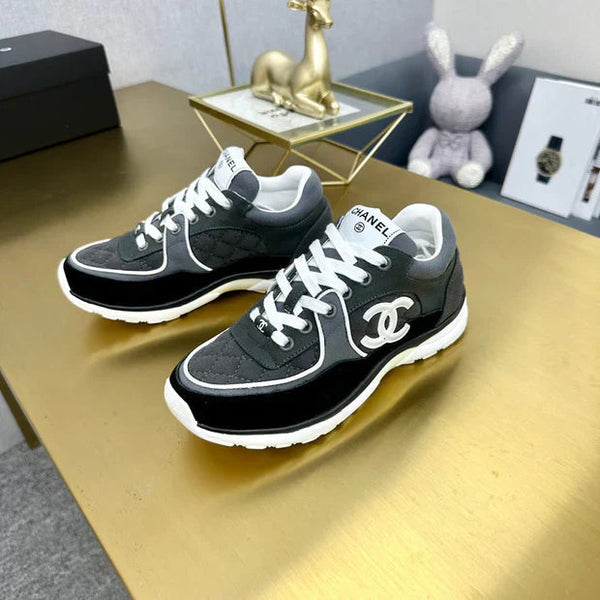 CC 2026 Casual Sneakers Black Gray Monogram Suede 668046