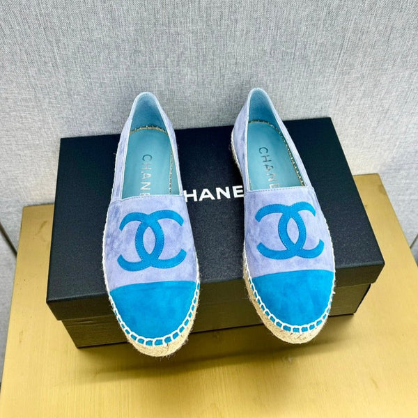 espadrillas in camoscio viola blu e azzurro