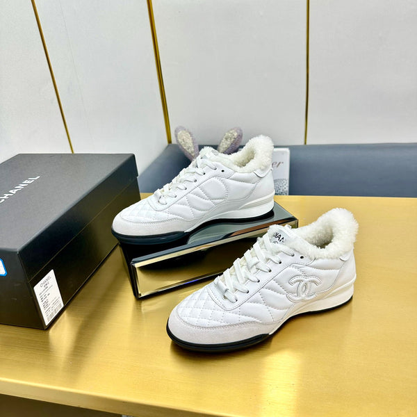 CC Low Sneaker Bianco Lana e Pelle di Vacchetta413858