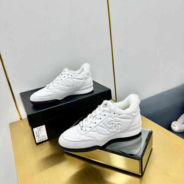 CC Low Sneaker Bianco Lana e Pelle di Vacchetta413858