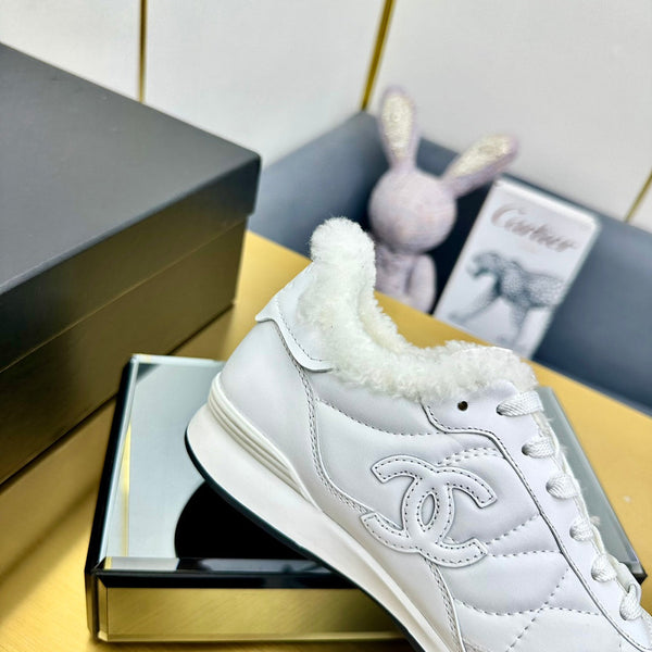 CC Low Sneaker Bianco Lana e Pelle di Vacchetta413858