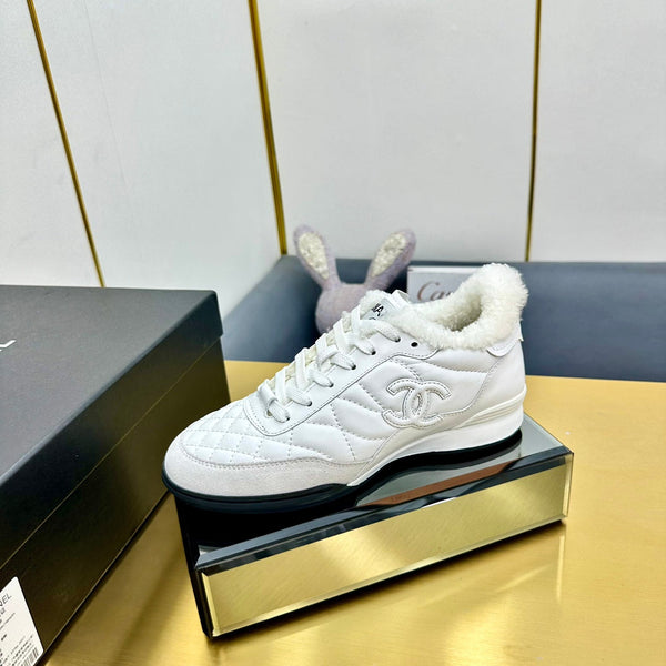 CC Low Sneaker Bianco Lana e Pelle di Vacchetta413858