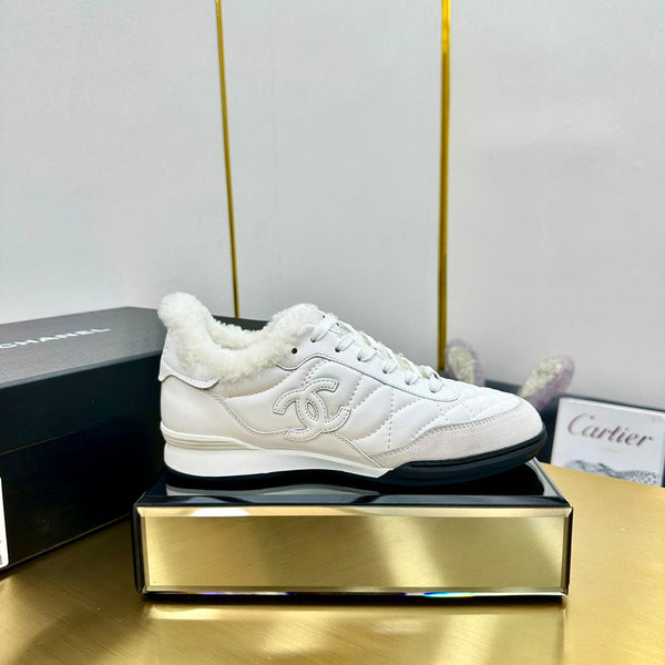 CC Low Sneaker Bianco Lana e Pelle di Vacchetta413858