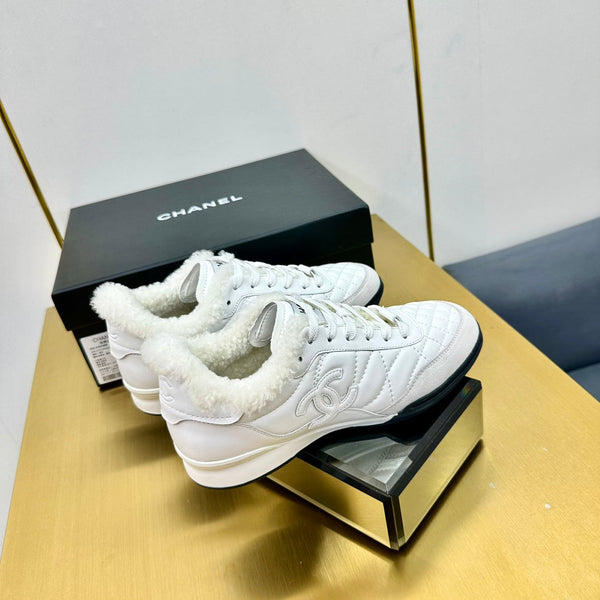 CC Low Sneaker Bianco Lana e Pelle di Vacchetta413858