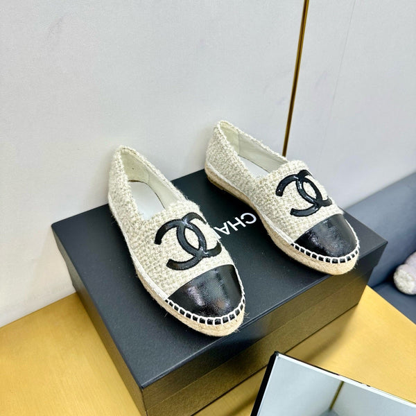 CC 25s Slip–on Espadrilles Black Beige Tweed 297825