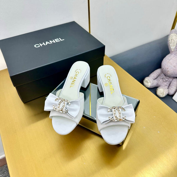 cc 25 bow mule sandal 50mm white sheepskin 238475