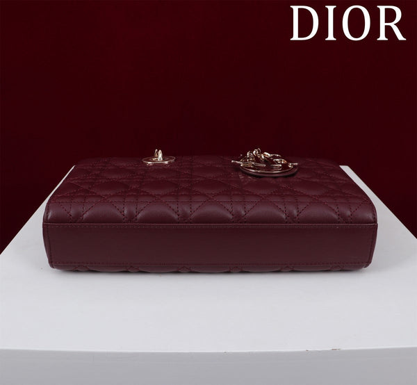 medium lady d-joy 26 bordeaux pelle di agnello